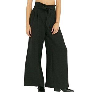 Silence Noise UO Black Wide Leg Paper Bag Trouser Pants Tie Belt Size 2